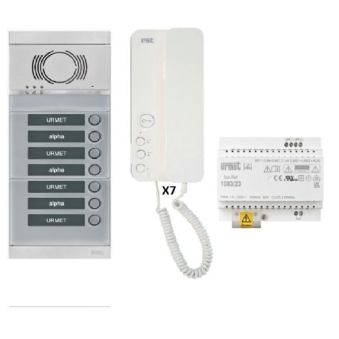 Kit audio 7 appartements préprogrammé (face gris)