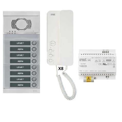 Kit audio 8 appartements préprogrammé (face gris)