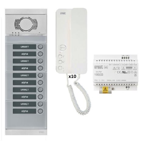 Kit audio 10 appartements préprogrammés (face gris)