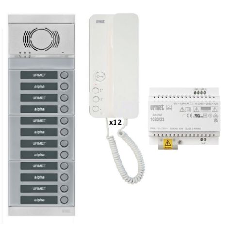 Kit audio 12 appartements préprogrammé (face gris)