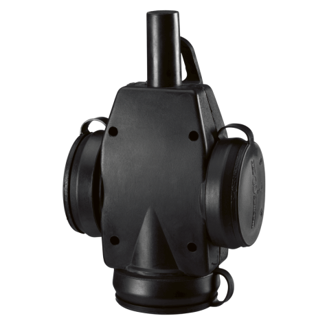 Drievoudige hangkoppelstekker van massief rubber, zwart, IP44