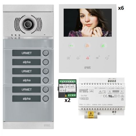 Kit vidéo 6 appartements préprogrammés (face gris)