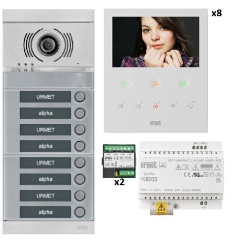 Kit vidéo 8 appartements préprogrammés (gris face)