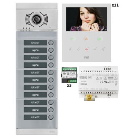 Kit video 11 appartementen voorgeprogrammeerd (front grijs) 