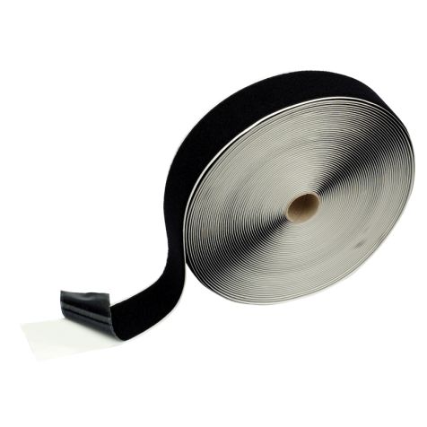 Zelfklevend Klitteband op rol, 20mm x 10 meter, zwart