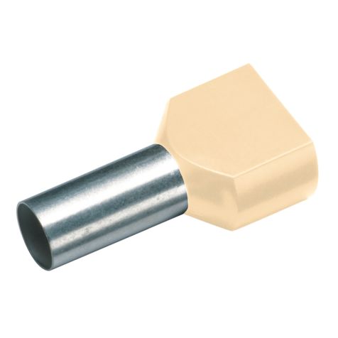 GeÏsoleerde TWIN Adereindhuls, 2x 16mm², lengte 14mm, ivoor