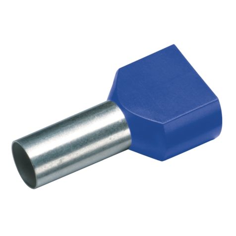 GeÏsoleerde TWIN Adereindhuls, 2x 2,5mm², lengte 10mm, blauw