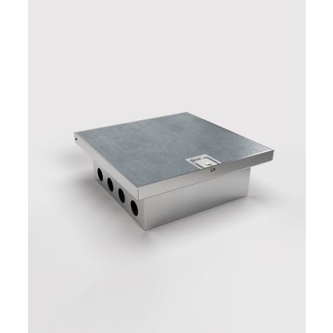 Boîte de sol 2008B - 8x UTE, inox - couvercle à clapot alu IP65