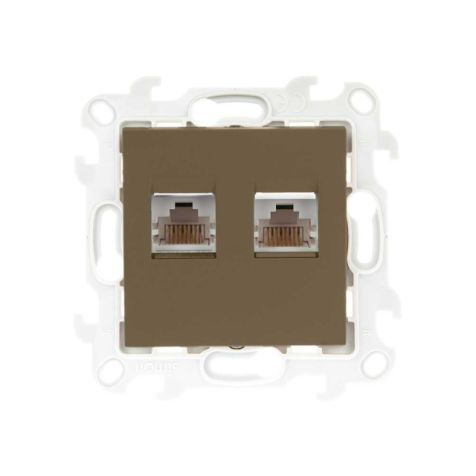 S24 Prise 2x RJ45, UTP Catégorie 6, couleur: taupe