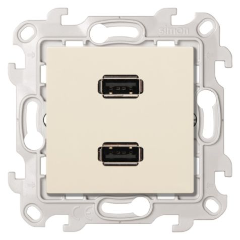 S24 Stopcontact dubbel USB, kleur: ivoor