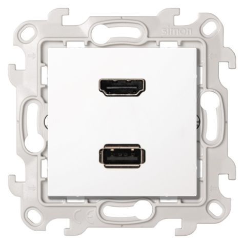 S24 Stopcontact HDMI 1.4 + USB A 2.0, kleur: wit