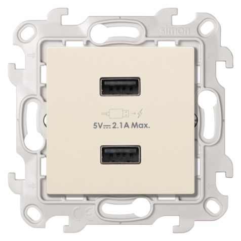 S24 Prise Chargeur double USB A, 2.4A 230V, couleur: ivoire