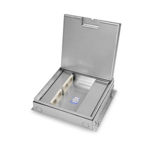 VELOX 2.0® - acier inoxydable V15ZR couvercle à charnière (sans bord surélevé) - 4x UTE + 8x découpe de données (15x19.6mm)