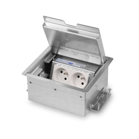 SERVICEBOX 3.0® - couvercle en acier inoxydable avec profondeur d'insertion de 15 mm - avec rebord - 2x UTE