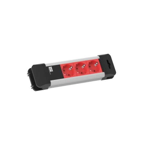CONNECTUS 3x Schuko rouge 10A 2m Typ 35S