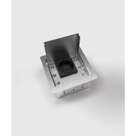 Vloerdoos 3301E - 1 modules (1x UTE), geborsteld RVS