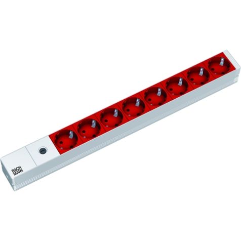 19 1HE 8x Stopcontacten rood 1x Automatische zekering 10A met kabel 2m IEC (SHUKO)