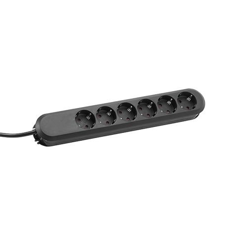 SMART 6x Stopcontacten 1x schakelaar met kabel 1,5m zwart (SHUKO)