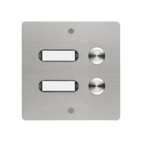 Bellenbord geborstelde inox V2A 2 drukknoppen inbouw 130x130x45mm