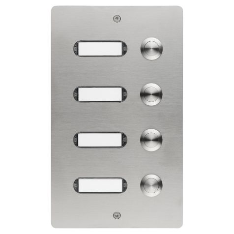 Bellenbord geborstelde inox V2A 4 drukknoppen inbouw 130x220x45mm