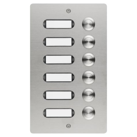 Bellenbord geborstelde inox V2A 6 drukknoppen inbouw 130x220x45mm