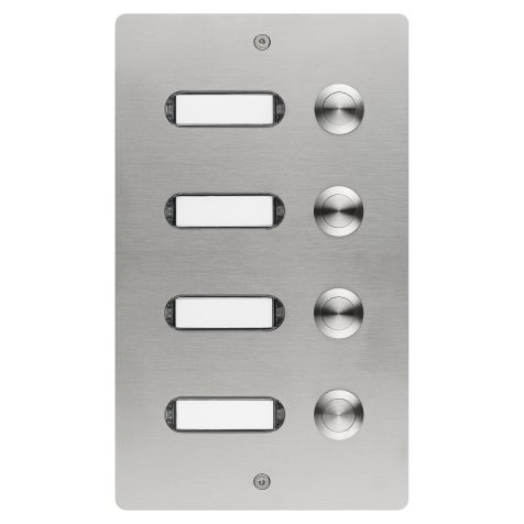 Bellenbord geborstelde inox V2A 4 drukknoppen opbouw 130x220x19mm