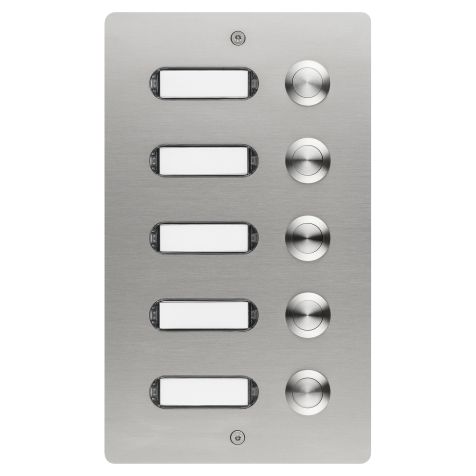 Bellenbord geborstelde inox V2A 5 drukknoppen opbouw 130x220x19mm