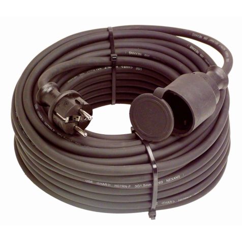 Rallonge de câble en caoutchouc, 10m H07RN-F 3G1.5 noir (SHUKO)