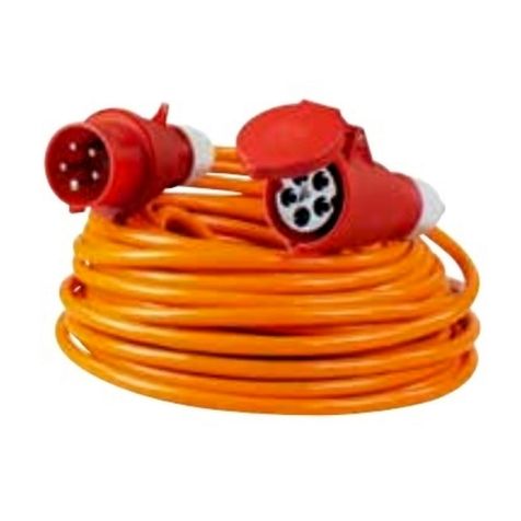 Câble d'extension CEE 16A 11Kw 10m H07BQ-F5G2.5 Orange 400V
