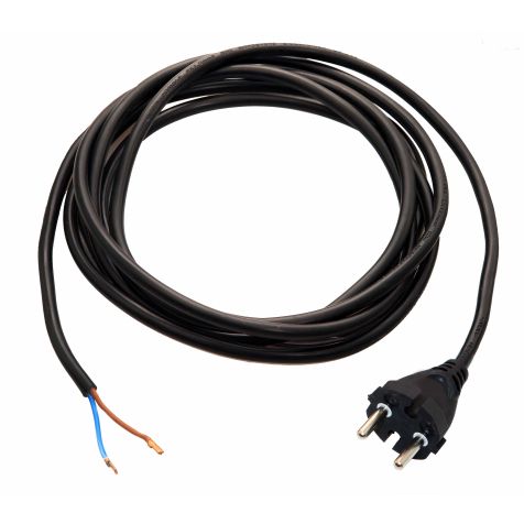 Câble d'Alim. 3m H05VV-F2x1,0 Noir (indoor)