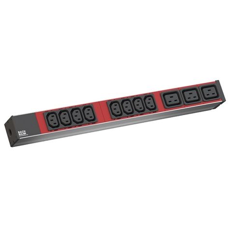 19" 1U 8x IEC320 C13 rouge 3x IEC 320C19 rouge avec câble