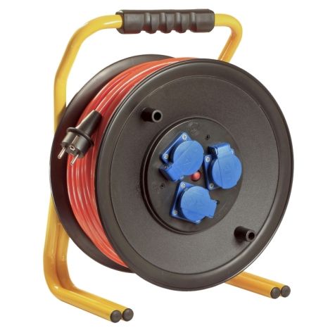 Enrouleur de câble PRO 285mm, 25m H07BQ-F3G2,5 orange, avec clapets