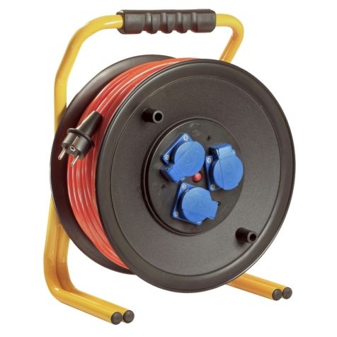 Enrouleur de câble PRO 285mm, 25m H07BQ-F3G2,5 orange, avec clapets