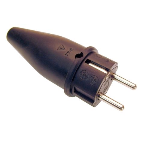 Stekker met randaarde 10/16A, capaciteit: 3x 2.5 mm, IP44, zwart