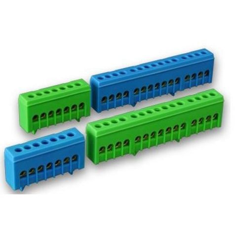 Nulscheidingsrijgklem, 7 x 16mm², 63A, groen