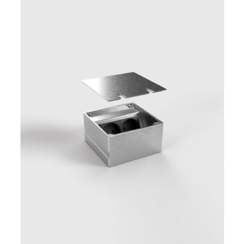 Boîte de sol 8802E - 2 modules (2x UTE), acier inoxydable brossé