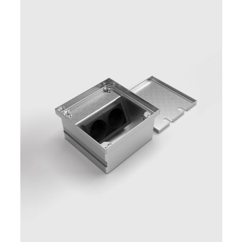 Vloerdoos 8802T - 2 modules (1x UTE + 1x Antenne), geborsteld RVS