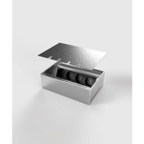 Boîte de sol 8804E - 4 modules (4x UTE), acier inoxydable brossé
