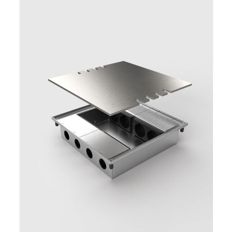 Boîte de sol 8808E - 8 modules (4x UTE + 8x CAT6a), acier inoxydable brossé