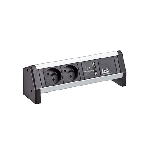 DESK1 3 modules (2x UTE + 1x USB CHARGER A/A) Alu + 0,2m GST18