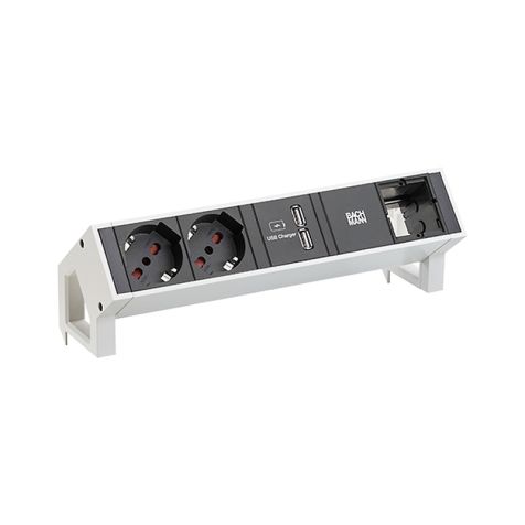 DESK2 4 modulen (2x IT Italian 1x USB 1x Lege mod) ALU wit RAL9010 met GST18i3