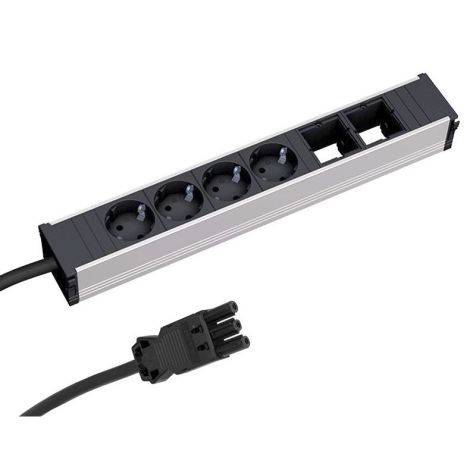 CONI powerstrip 6 modulen (4x Stopcontacten 2x Lege mod) met kabel 0,2m GST18i3 (SHUKO)