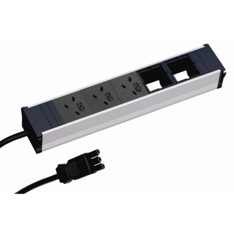 CONI powerstrip 5 modulen (3x UK 45° 3,15A 2x Custom mod)zwart met kabel 1m 3G1,5mm² GST18i3