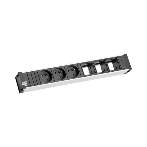 CONI powerstrip 6 modules noir (3x UTE + 1x MOD VIDE) + 0,2m GST18