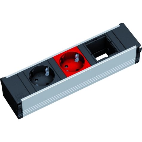 CONI powerstrip 3 modulen (1x Stopcontact rood 1x Stopcontact zwart 1x Lege mod) GST18i3 (SHUKO)