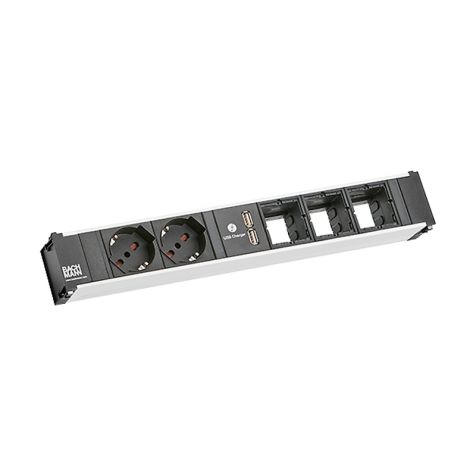 CONI Power unit ALU 2xIT Italian socketoutlets, 1xUSB Doub (912.0242)