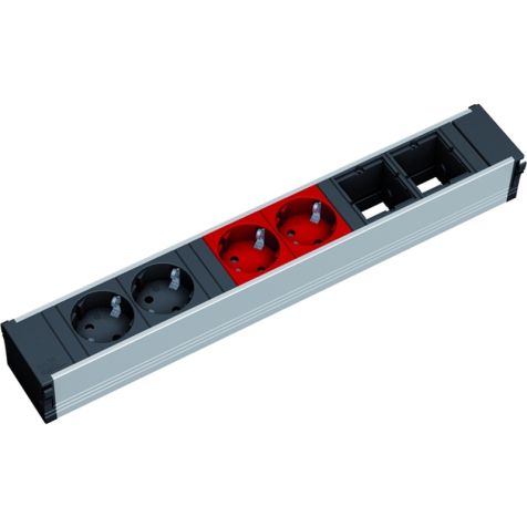 CONI powerstrip 6 modulen (2x Stopcontacten zwart 2x Stopcontacten rood 2x Lege mod)GST18i3 (SHUKO)