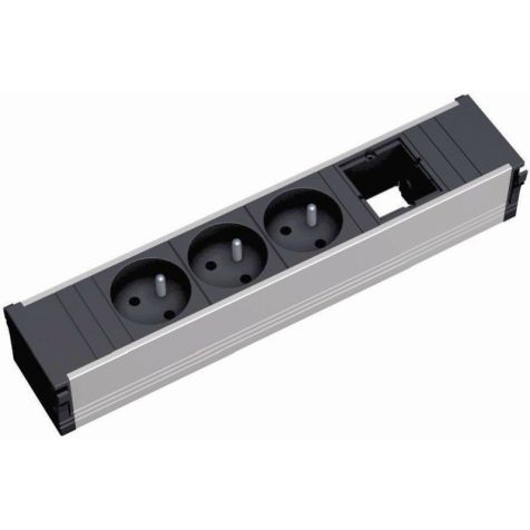 CONI powerstrip 4 modules noir (3x UTE + 1x MOD VIDE) + 0,2m GST18