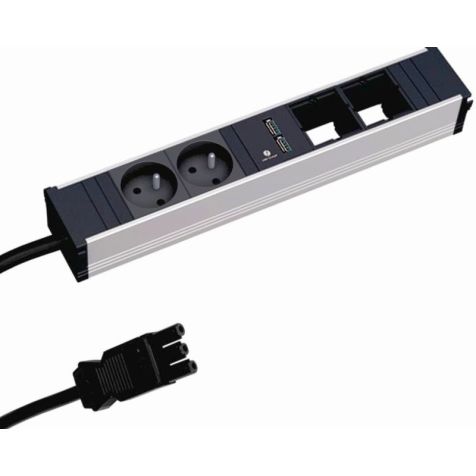 CONI powerstrip 4 modulen (2x UTE 1x USB Charger A/A 1x Lege mod) met kabel 0,2m GST18i3