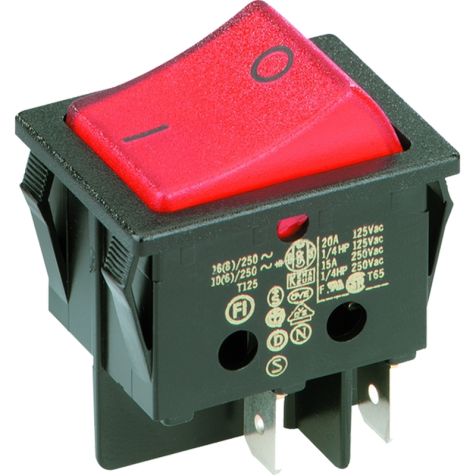 Interrupteur à bascule serie 3652 2P noir-rouge
